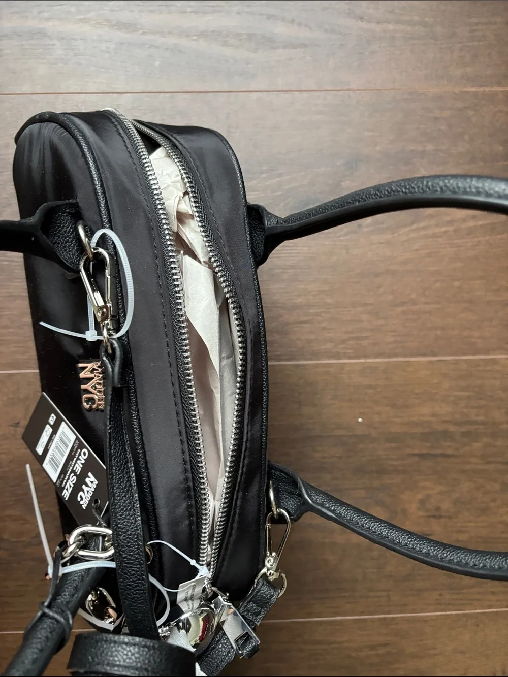 Black Dome Satchel with Heart Charm